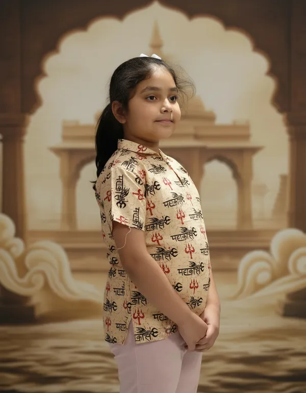 Light_Beige_Pure_Cotton_Mahakal_Kurta_For_Kids