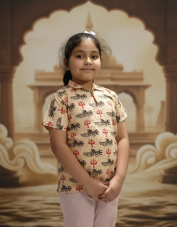 Light_Beige_Pure_Cotton_Mahakal_Kurta_For_Kids
