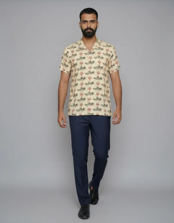 Dark_Beige_Pure_Cotton_Mahakal_Kurta_For_Men