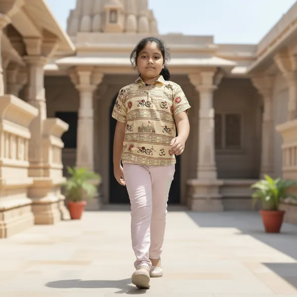 Light_Beige_Pure_Cotton_Jai_Shri_Ram_Kurta_For_Kids