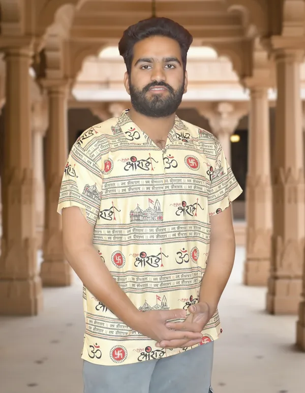 Beige_Pure_Cotton_Jai_Shri_Ram_Kurta_For_Men