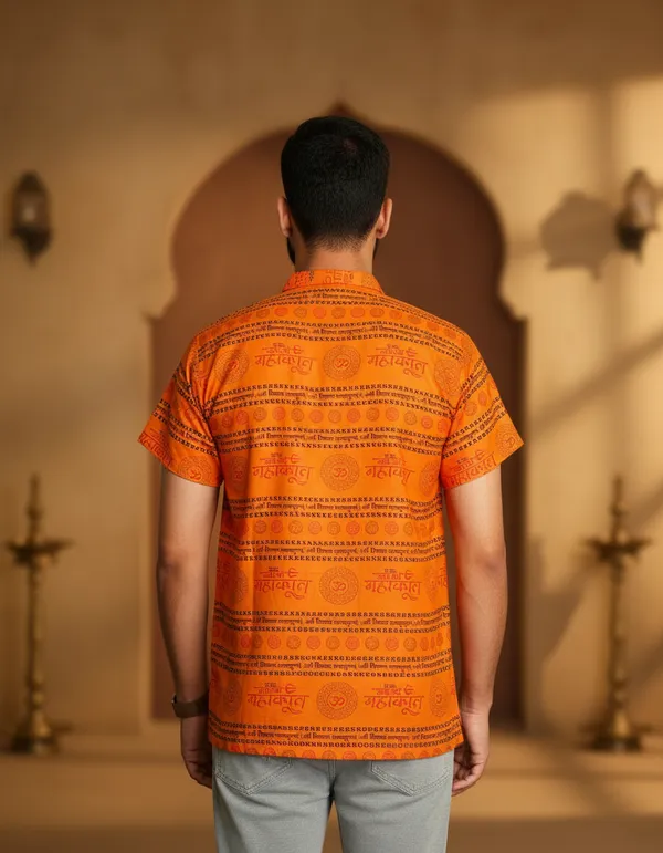 Yellow_Pure_Cotton_Shri_Shivaya_Namastubhyam_Kurta_For_Men