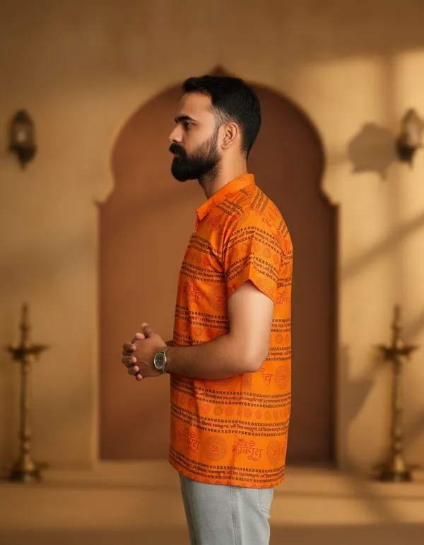Yellow_Pure_Cotton_Shri_Shivaya_Namastubhyam_Kurta_For_Men