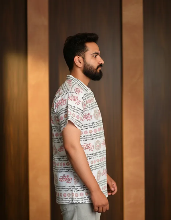 White_Pure_Cotton_Shri_Shivaya_Namastubhyam_Kurta_For_Men