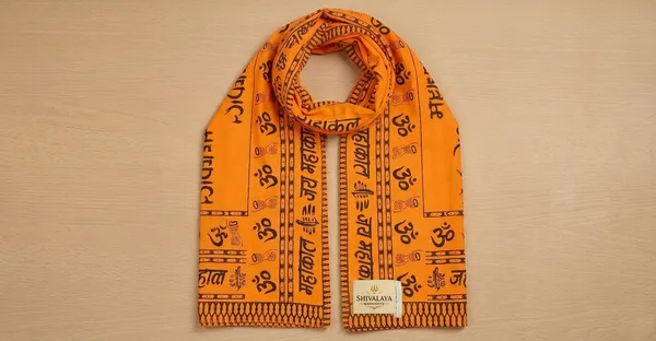 Orange_Pure_Cotton_Dupatta_Mahakal_For_Men