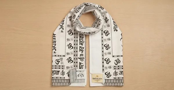White_Pure_Cotton_Dupatta_Mahakal_For_Men