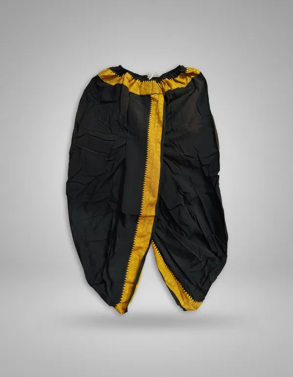 Pure_Cotton_Black_Readymade_Elastic_Silk_Dhoti_For_Men