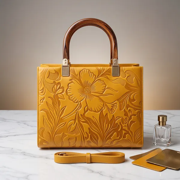 Mustard_Self_Print_Handbag