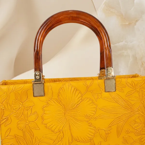 Mustard_Self_Print_Handbag