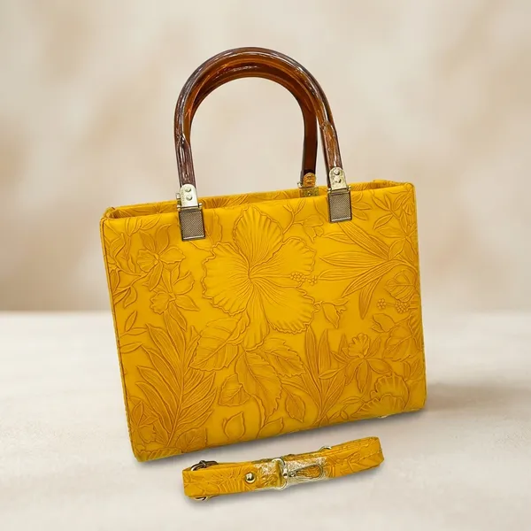 Mustard_Self_Print_Handbag