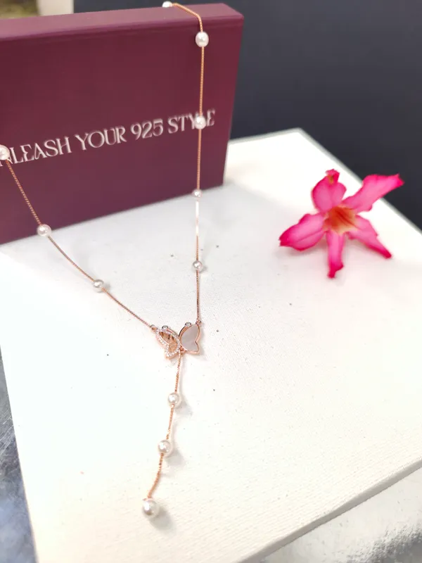 Rose_Gold_Butterfly_Pearl_Drop_Necklace_925_Sterling_Silver