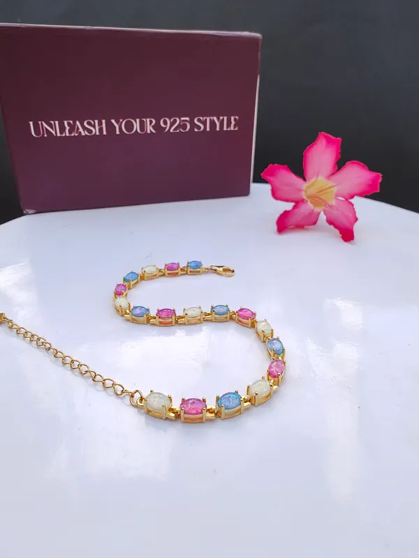 Multicolor_Gemstone_Bracelet_in_Gold_Tone_Setting