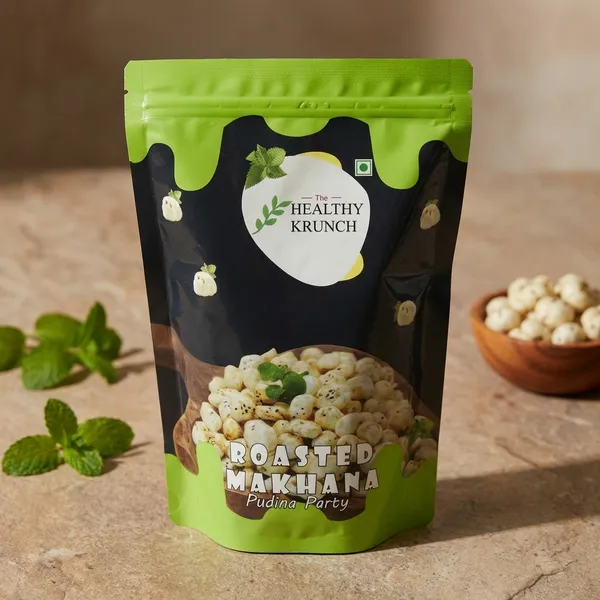 Pudina_(Mint)_|_Premium_Roasted_Makhana_45g_|_Healthy_Snacks_|_Low_Calorie,_Vegan,_Spicy_&_Tasty_(Pack_Of_2)