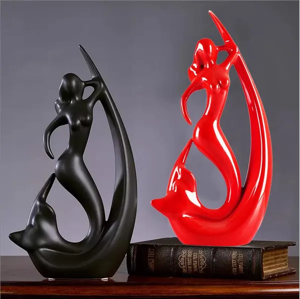 Red_And_Black_Hand_Painted_Ceramic_Angel_Set_Of_2
