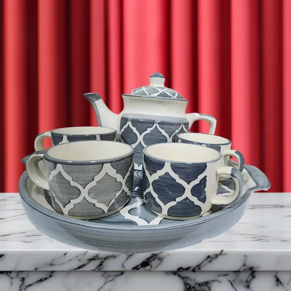 Grey_And_White_Hand_Painted_Kitchenware_Ceramic_Tea_Kettle_Set_Morning_Tea_Set_1_Kettle_600Ml_1_Tray_Tea_Cup_4_Piece_360Ml
