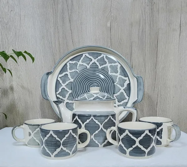 Grey_And_White_Hand_Painted_Kitchenware_Ceramic_Tea_Kettle_Set_Morning_Tea_Set_1_Kettle_600Ml_1_Tray_Tea_Cup_4_Piece_360Ml