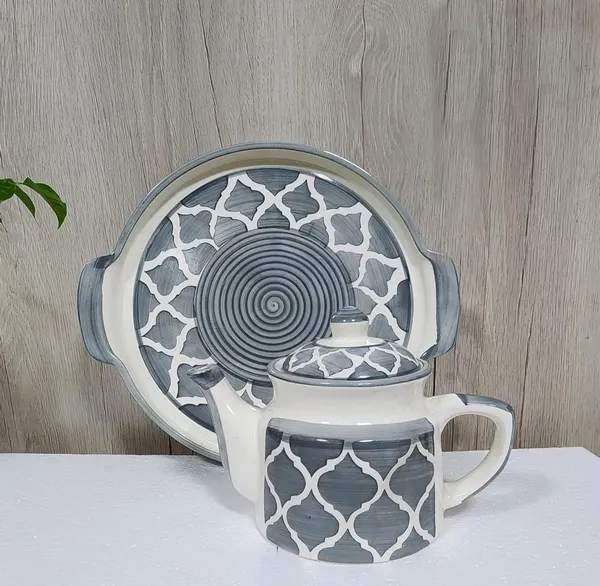 Grey_And_White_Hand_Painted_Kitchenware_Ceramic_Tea_Kettle_Set_Morning_Tea_Set_1_Kettle_600Ml_1_Tray_Tea_Cup_4_Piece_360Ml