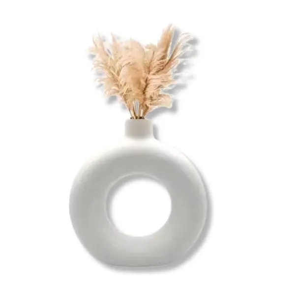 White_Donut_Shaped_Ceramic_Flower_Vase