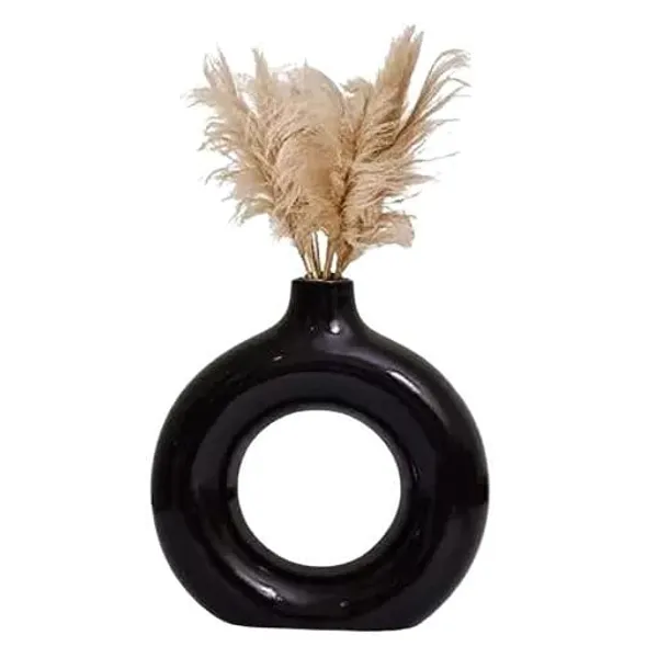 Black_Donut_Shaped_Ceramic_Flower_Vase