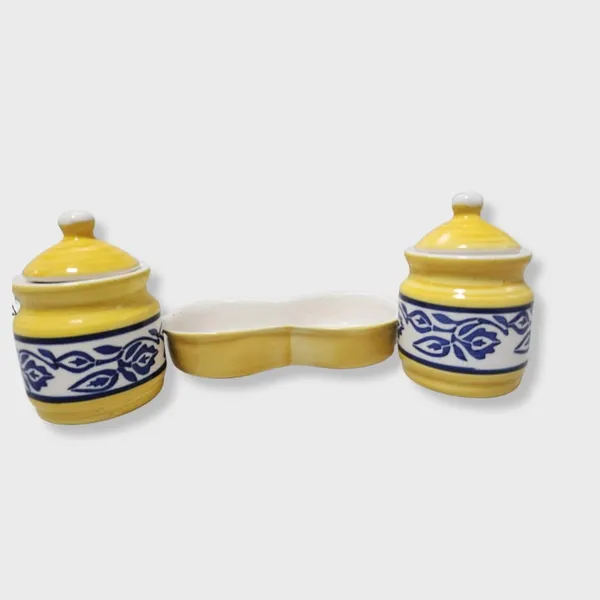 Yellow_And_Blue_Handcrafted_Ceramic_Pickle_Jar_Pack_Of_2