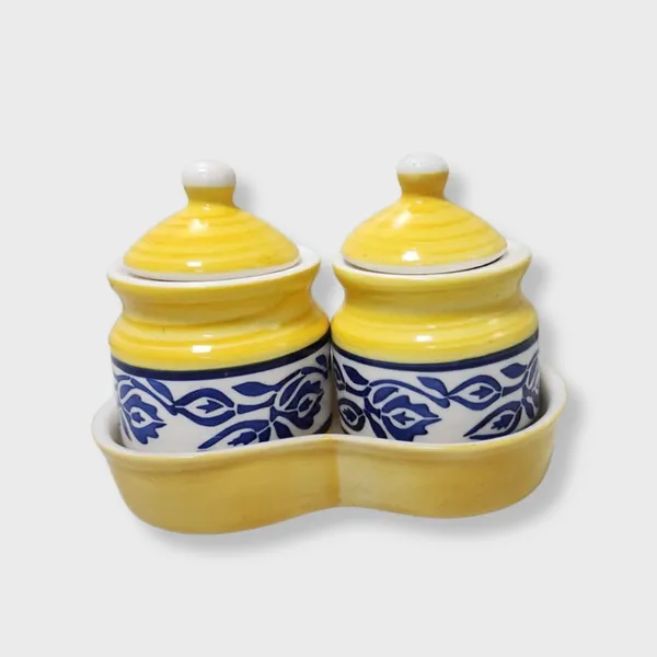 Yellow_And_Blue_Handcrafted_Ceramic_Pickle_Jar_Pack_Of_2