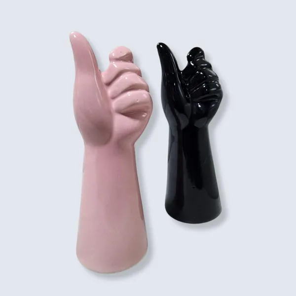 Pink_And_Black_Hand_Painted_Ceramic_Hand_Flower_Vase_Set_Of_2_For_Your_Home_Decor_Pink