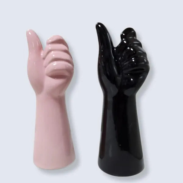 Pink_And_Black_Hand_Painted_Ceramic_Hand_Flower_Vase_Set_Of_2_For_Your_Home_Decor_Pink