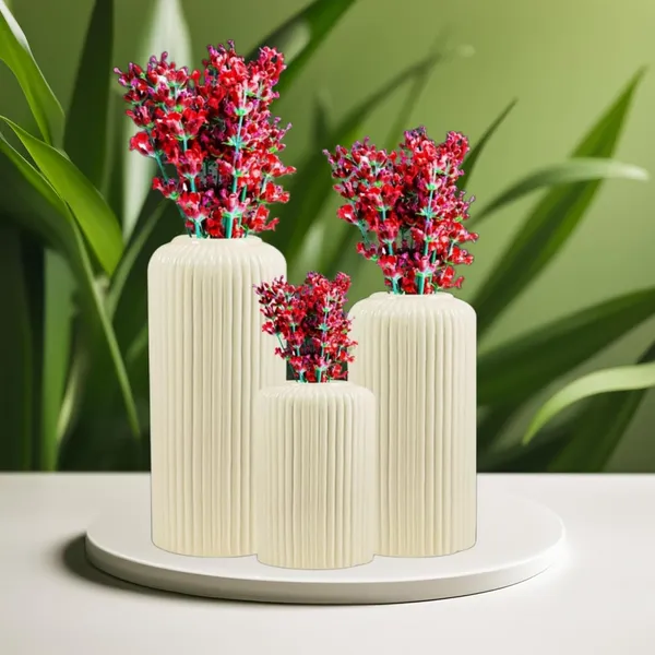 White_And_Pink_Handcrafted_Ceramic_Garari_Flower_Vase_Set