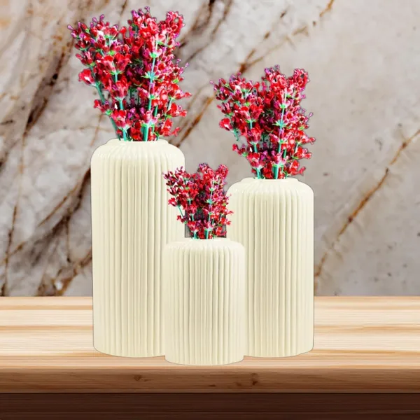 White_And_Pink_Handcrafted_Ceramic_Garari_Flower_Vase_Set