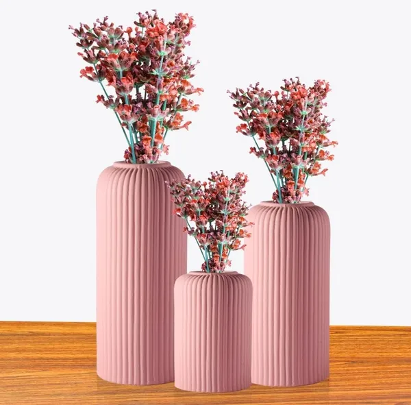 Pink_Handcrafted_Ceramic_Garari_Flower_Vase_Set