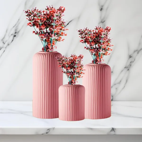 Pink_Handcrafted_Ceramic_Garari_Flower_Vase_Set