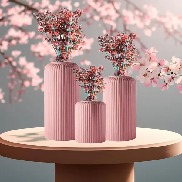 Pink_Handcrafted_Ceramic_Garari_Flower_Vase_Set