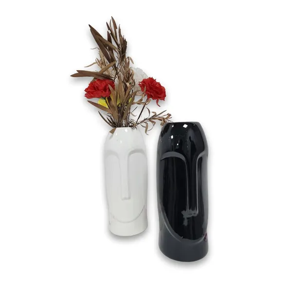 White_And_Black_Handcrafted_Smooth_Flower_Vase_For_Home_Decoration