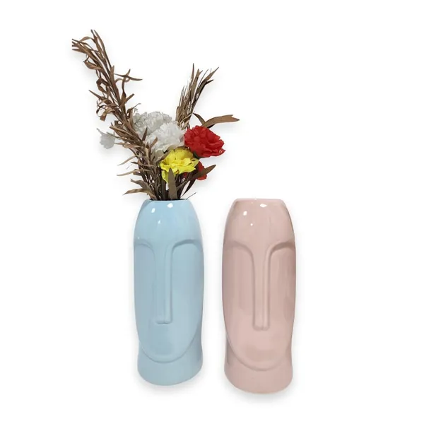 Blue_And_Pink_Handcrafted_Flower_Vase_For_Home_Decoration_Smooth_Design_For_Bedroom,_Living_Room,_Office