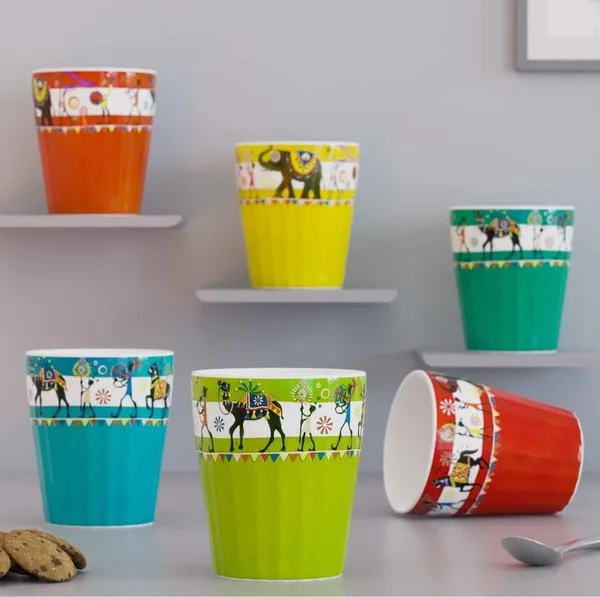 Multi_Color_Hand_Printed_Multicolour_Design_Ceramic_Tea_Glasses_Set_Of_6_Cups