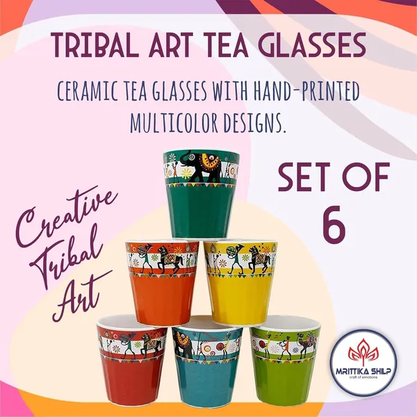 Multi_Color_Hand_Printed_Multicolour_Design_Ceramic_Tea_Glasses_Set_Of_6_Cups