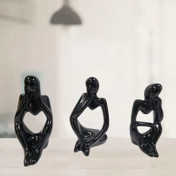 Black_Home_Decor_Ceramic_Thinker_Showpiece_Set_Of_3_Modern_Art_Man_Figurines