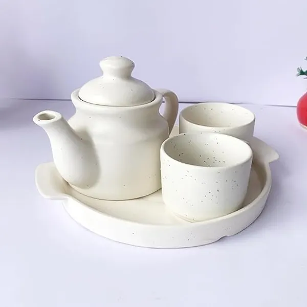 White_Hand_Painted_Ceramic_Tea_Kettle_Set_4_Piece