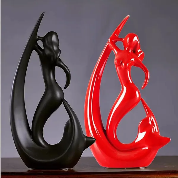 Black_And_Red_Red_Ceramic_Angel_Decorative_Showpiece