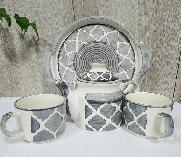 Grey_And_White_Hand_Painted_Ceramic_Tea_Kettle_Set_4_Pcs