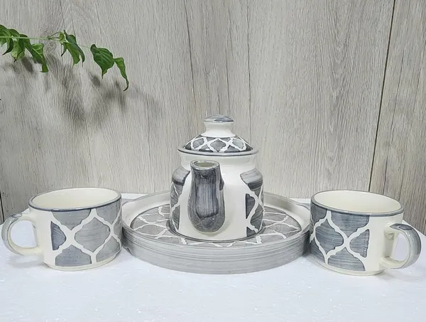 Grey_And_White_Hand_Painted_Ceramic_Tea_Kettle_Set_4_Pcs