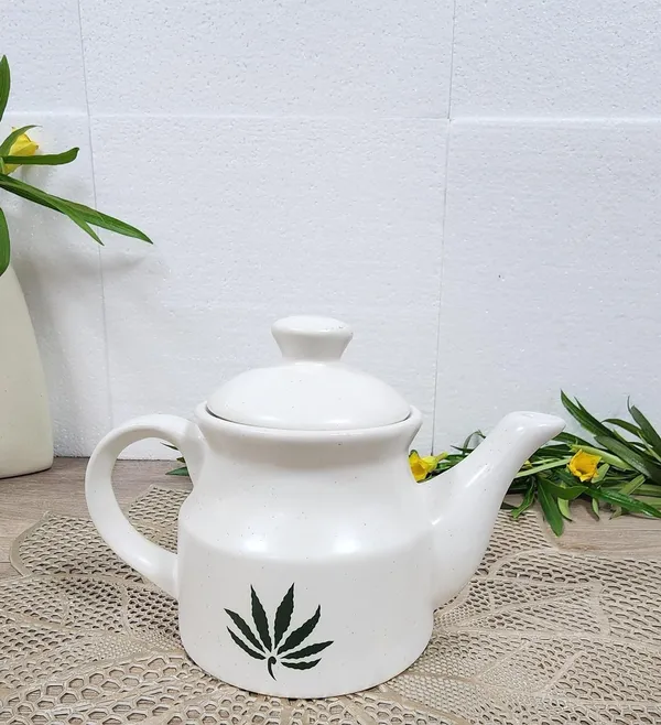 White_And_Green_Hand_Painted_Ceramic_Tea_Kettle_Set_6_Piece
