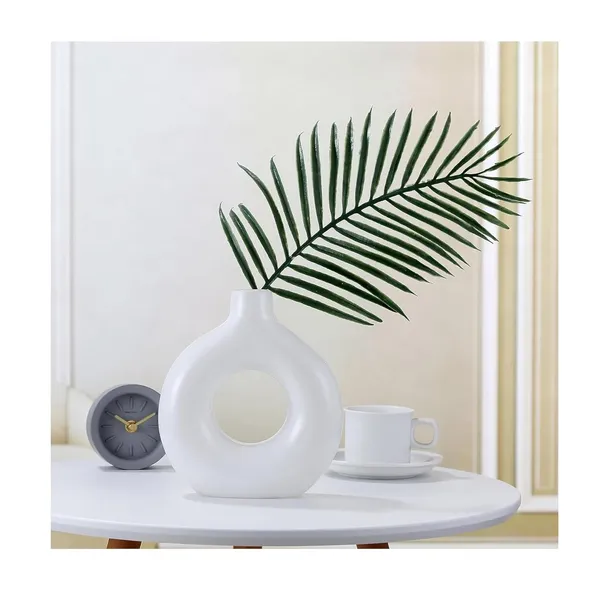 White_Donut_Shaped_Ceramic_Flower_Vase_Set_Matte_Finish_Pampas_Grass_Vase