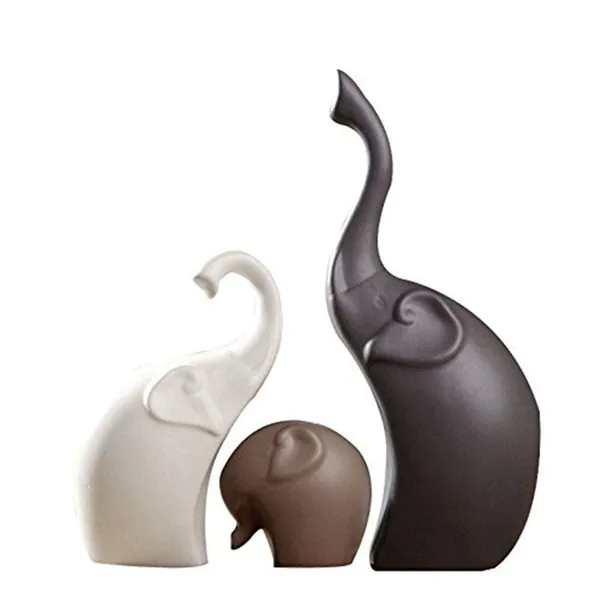 Multicolor_Elephant_Family_Matte_Finish_Ceramic_Figures_Set_Of_3_Piece_Matte_Brown