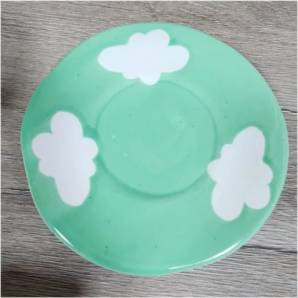 Green_Cute_Ceramic_Coffee_Mug_With_Saucer_Unique_Irregular_Design