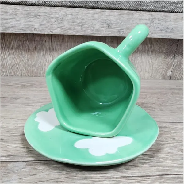 Green_Cute_Ceramic_Coffee_Mug_With_Saucer_Unique_Irregular_Design