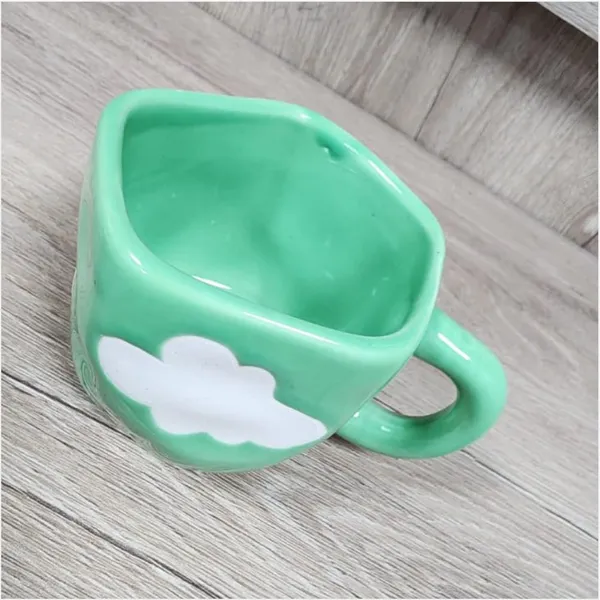 Green_Cute_Ceramic_Coffee_Mug_With_Saucer_Unique_Irregular_Design