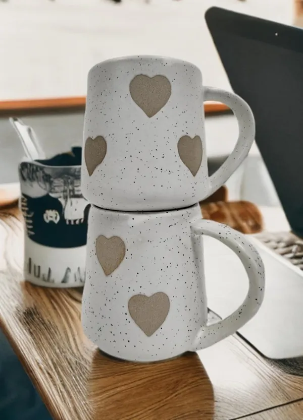 White_Premium_Heart_Print_Cup_Set_Pack_Of_2,_150Ml
