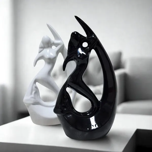 White_And_Black_Ceramic_Angel_Decorative_Showpiece