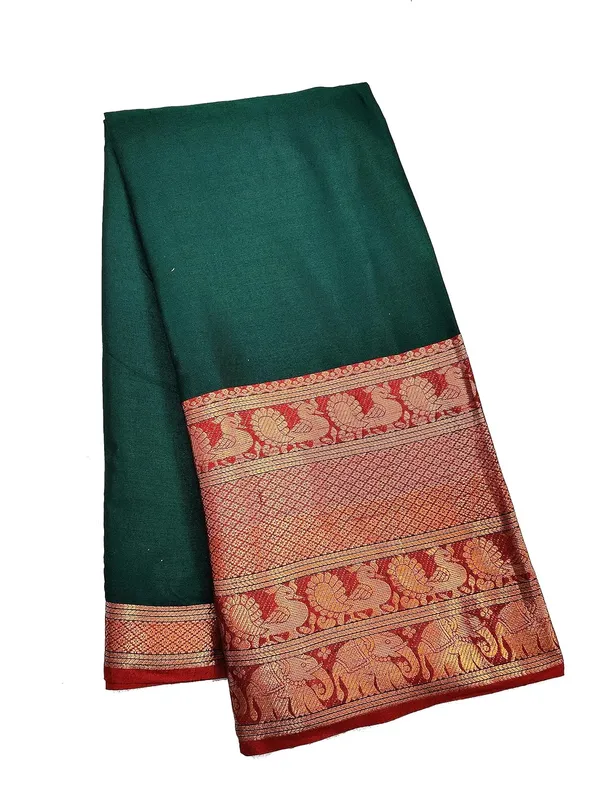 Bottle_Green_Cotton_Narayanpet_Cotton_Silk_Saree_For_Women